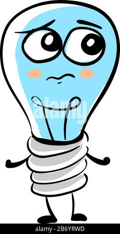 Sad lighting bulb, illustration, vector on white background. Stock Vector