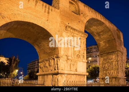 Arch of Galerius and Rotunda in the city of Thessaloniki, Greece. Ancient monument from Roman Empire. Stock Photo