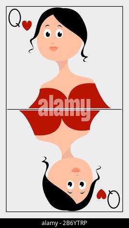 Queen card, illustration, vector on white background. Stock Vector