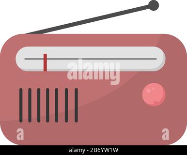 Pink radio, illustration, vector on white background. Stock Vector