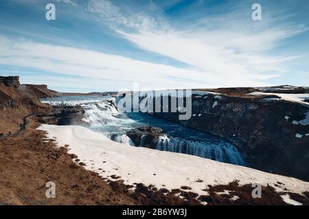 The landscape of Gullfoss waterfall, located in the Gloden Circle route in southwest Iceland Stock Photo