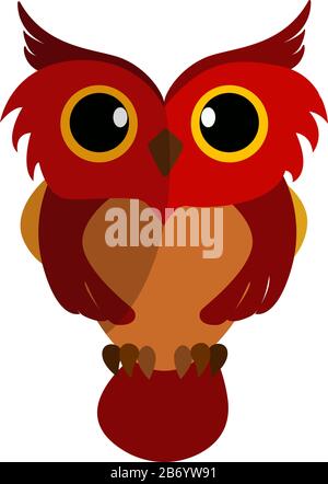 Red owl, illustration, vector on white background. Stock Vector