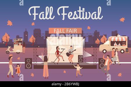 Night fall festival flat illustration Stock Vector