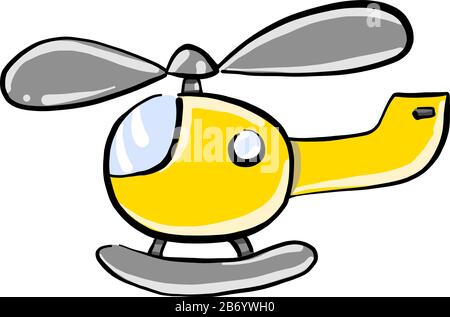 Yellow helicopter, illustration, vector on white background. Stock Vector