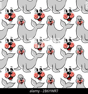 Seals pattern, illustration, vector on white background. Stock Vector