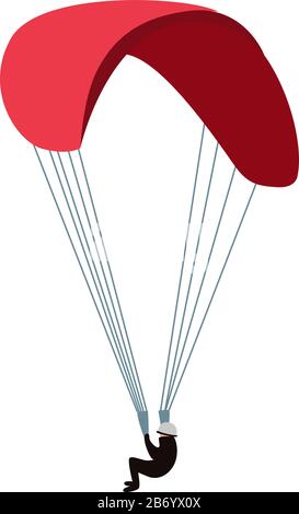 Red paraglider, illustration, vector on white background. Stock Vector