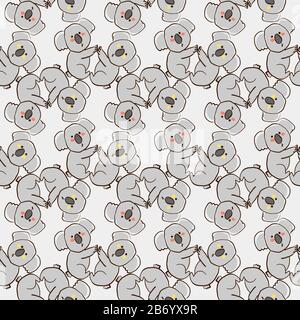 Koalas pattern, illustration, vector on white background. Stock Vector