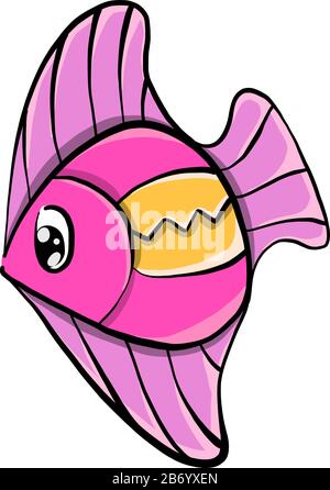 Pink fish, illustration, vector on white background. Stock Vector