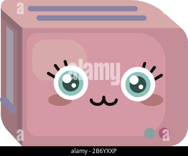 Pink toaster, illustration, vector on white background. Stock Vector
