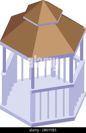 Outdoor wood gazebo icon. Cartoon of outdoor wood gazebo vector icon ...