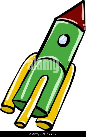 Green rocket, illustration, vector on white background. Stock Vector