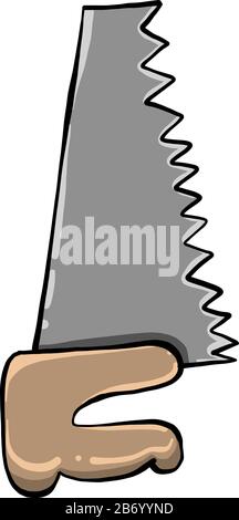 Small hand saw, illustration, vector on white background. Stock Vector