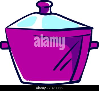 Purple cooking pan, illustration, vector on white background. Stock Vector