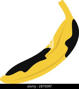 Rotten banana, illustration, vector on white background. Stock Vector