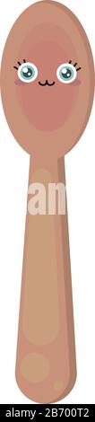 Wooden spoon, illustration, vector on white background. Stock Vector