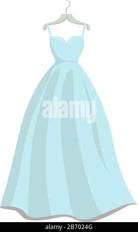 Wedding dress, illustration, vector on white background. Stock Vector