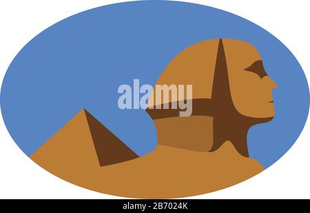 Sphinx, illustration, vector on white background. Stock Vector