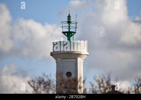 Lighthouse of le hourdel in the bay of Somme, Cayeux-sur-mer, France. Stock Photo