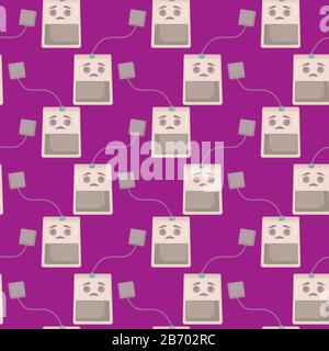 Tea bags pattern, illustration, vector on white background. Stock Vector