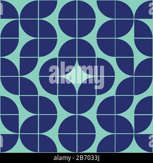 Interesting texture in 8x8 squares. Abstract geometric background with rounds. Colorful modern pattern in blue and green colors Stock Vector