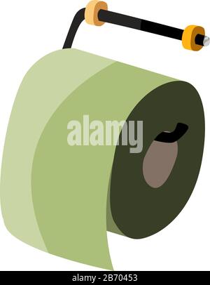 Green toilet paper, illustration, vector on white background. Stock Vector