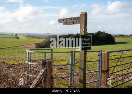 Rolling hills and countryside landscape of Cranborne Chase on a showery spring day, Hampshire/Dorset, UK Stock Photo