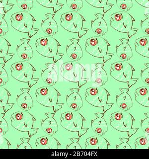 Tired fish pattern, illustration, vector on white background. Stock Vector
