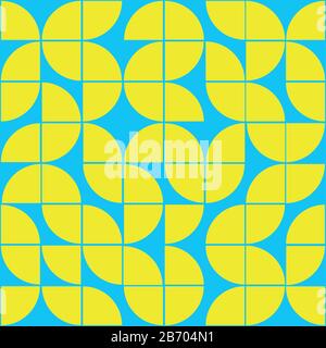 Interesting texture in 8x8 squares. Abstract geometric background with rounds. Colorful modern pattern in yellow and blue colors Stock Vector