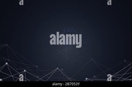 Abstract business connecting dots and lines futuristic network polygonal shape space low poly dark triangular wallpaper. Stock Vector