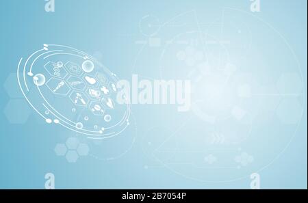 Abstract health medical science healthcare icon digital technology science concept modern innovation,Treatment,medicine on hi tech future blue backgro Stock Vector