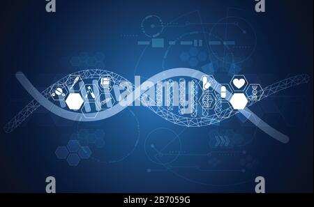 Abstract healthcare icon digital medical medicine and science concept innovation technology molecular structures chemical Stock Vector