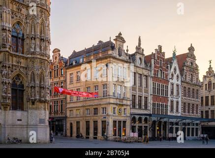 Flemish buildings on Grote Markt, Leuven, Flemish Brabant, Flanders, Belgium Stock Photo