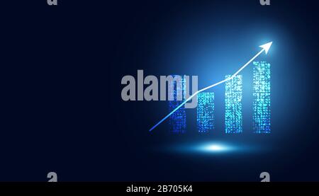 abstract graph chart of stock financial on dark blue background. Stock Vector