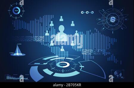 abstract technology ui futuristic map hud interface hologram elements ...