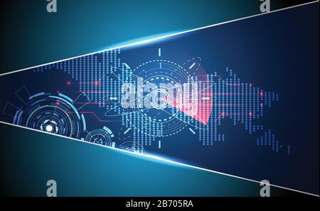 abstract technology ui futuristic concept map scan people hologram elements of digital data chart, world search, computing and network vitality innova Stock Vector