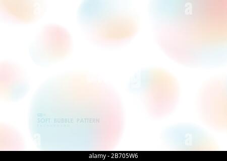Abstract soft gradient colorful bubble pattern design on white background. Use for poster, artwork, ad, template. illustration vector eps10 Stock Vector