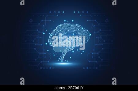 Abstract technology futuristic brain digital concept health care artificial intelligence. Stock Vector