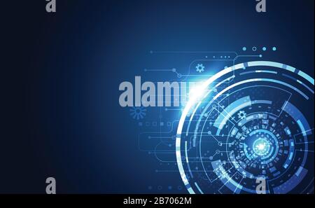 abstract technology background concept circle circuit digital metal red ...