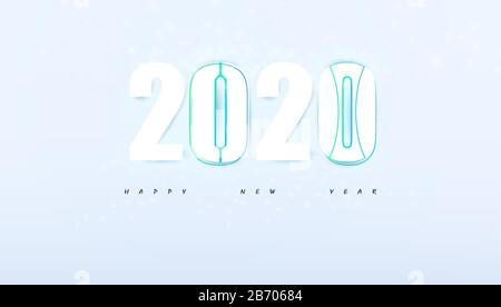 Happy New Year 2020 hi tech modern abstract background.vector illustration. Stock Vector