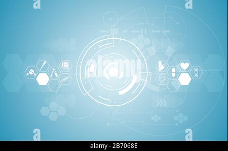 Abstract health medical science healthcare icon digital technology science concept modern innovation,Treatment,medicine on hi tech future blue backgro Stock Vector