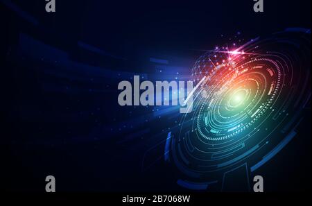 Modern Abstract technology concept communication circle digital circuits on blue background and innovation hi tech future design background,vector ill Stock Vector