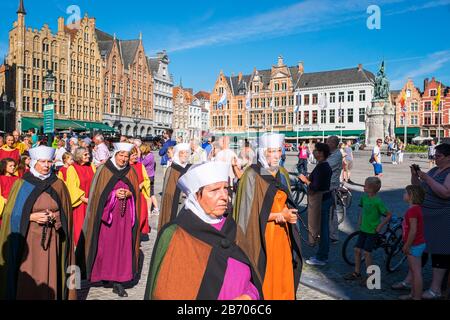 Belgium, West Flanders (Vlaanderen), Bruges (Brugge). Procession of the Holy Blood (Heilig Bloedprocessie) catholic procession on Ascension Day. Stock Photo