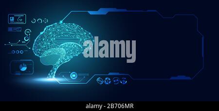 abstract technology ui futuristic concept brain hologram elements of digital data chart, communication, computing and circle percent vitality innovati Stock Vector
