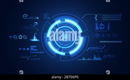 Blue abstract image that is futuristic with finger prints concept. Theft detection Prevention of cyber threats That is using security systems. Stock Vector