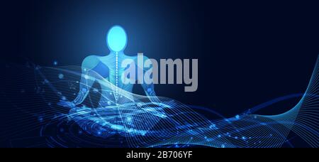 Abstract technology digital health medical concept human digital background on hi tech blue healthcare.Vector Illustration. Stock Vector
