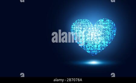 abstract medical health care Blue heart virtual sci fi artificial intelligence innovative background. Stock Vector