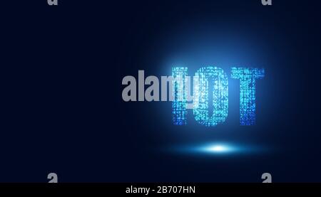 abstract technology Internet Of Things (IOT) concepts digital Computing on dark blue color background. Stock Vector