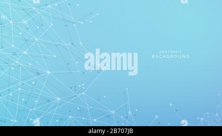 Abstract geometric network communication on blue gradient background. Stock Vector
