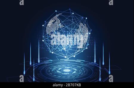 abstract technology ui futuristic concept world digital hud interface hologram elements of digital data chart, communication, circle percent vitality Stock Vector