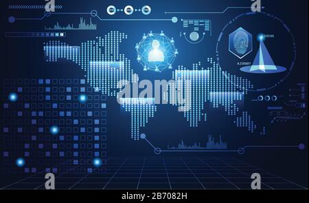 abstract technology ui futuristic map hud interface hologram elements ...